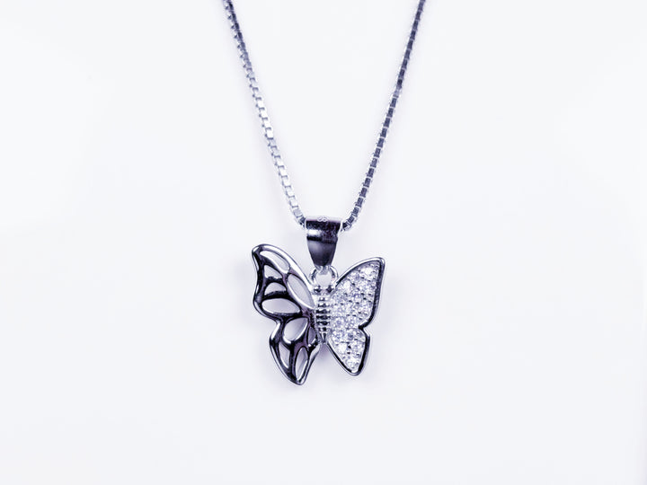 half iced out butterfly pendant without chain