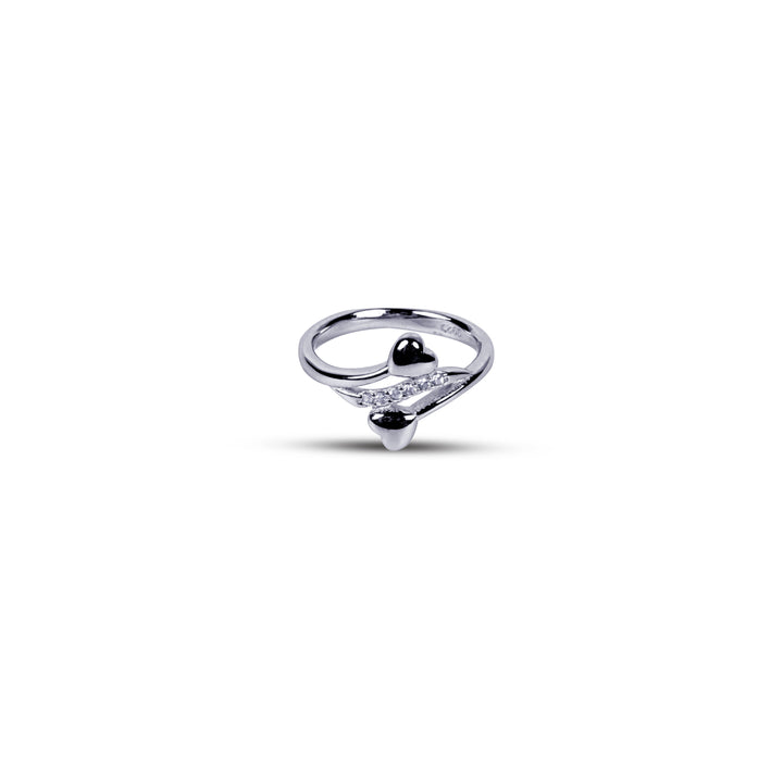 Silver two heart and love ring