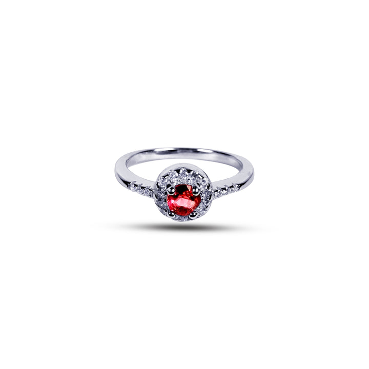 Silver red stone ring