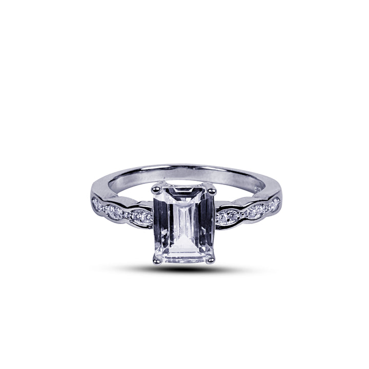 Silver square stone ring