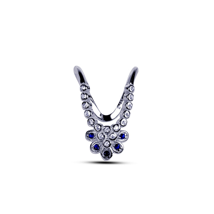 Silver blue and white stone american diamond vanki ring