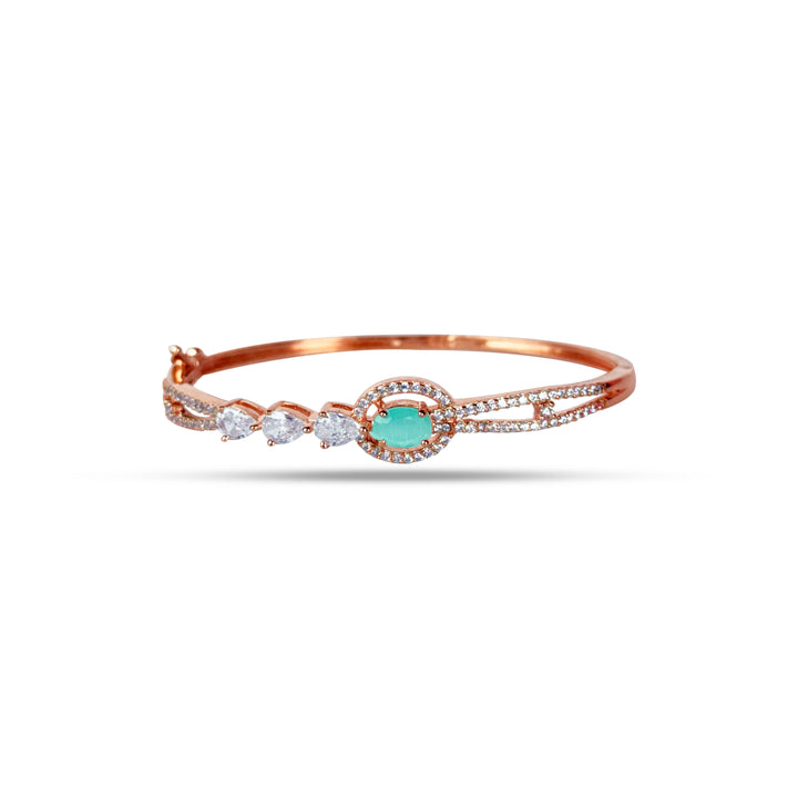 Rose gold pearl green american diamond 18k rose gold plated kada