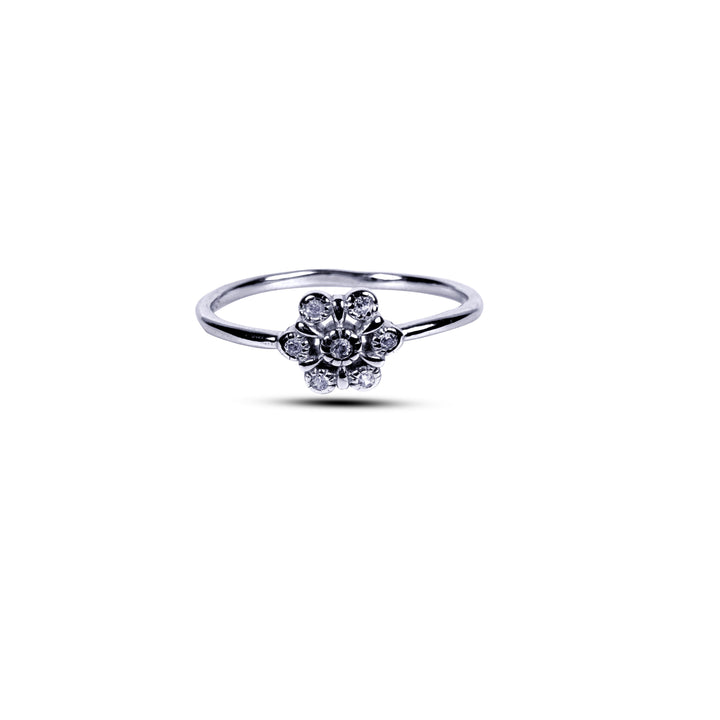 Silver seven stone flower ring