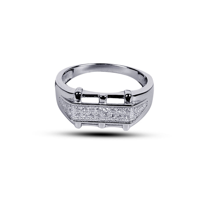 Silver american diamond three line ring