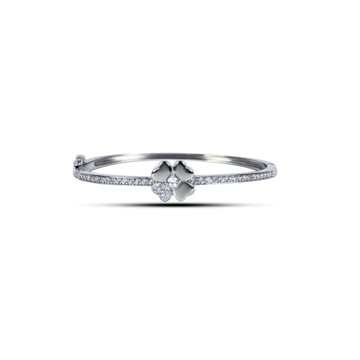 Silver flower and stone kada