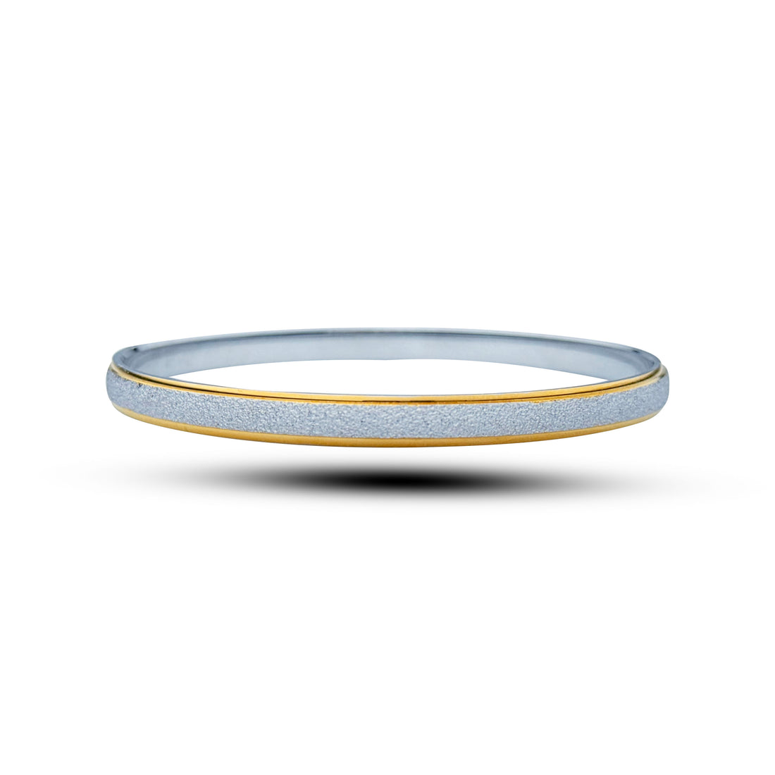 Silver rough lining and side gold plated kada