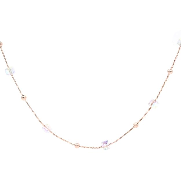 Rose gold square stone necklace