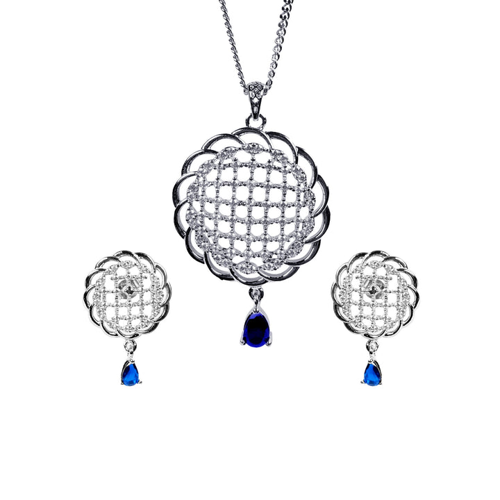 White and blue stone three piece pendant without chain