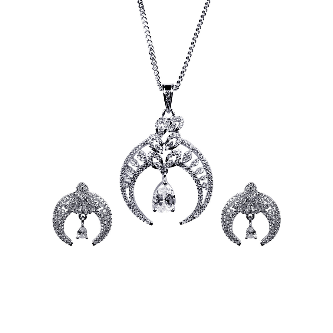 American diamond three piece half moon pendant without chain