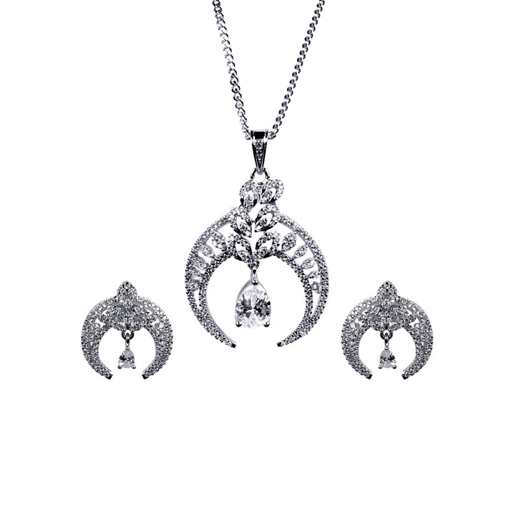 American diamond three piece half moon pendant without chain