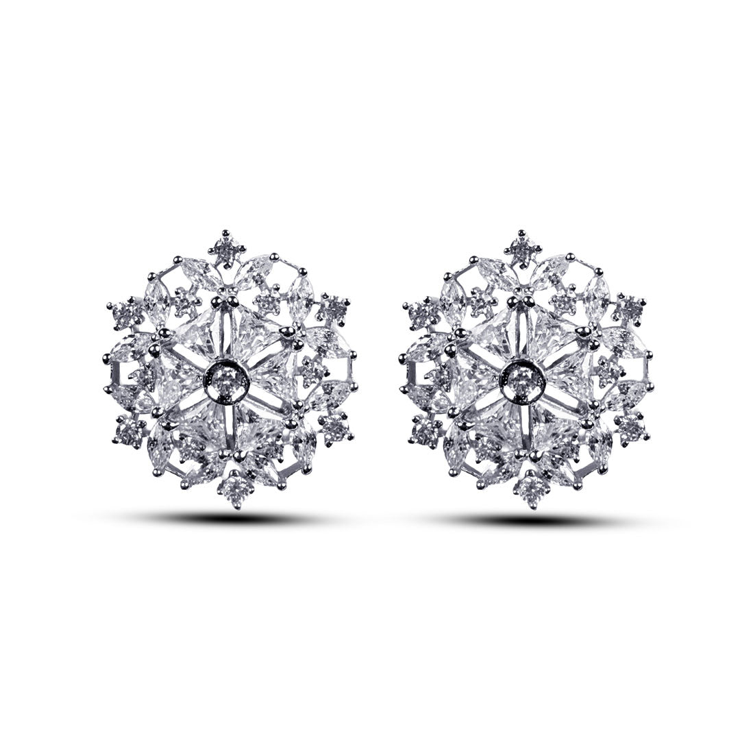 Iced out snow flake earrings