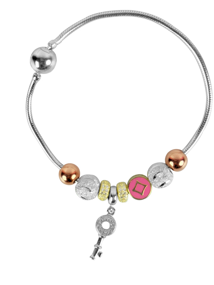 Silver lock and key style bracelet