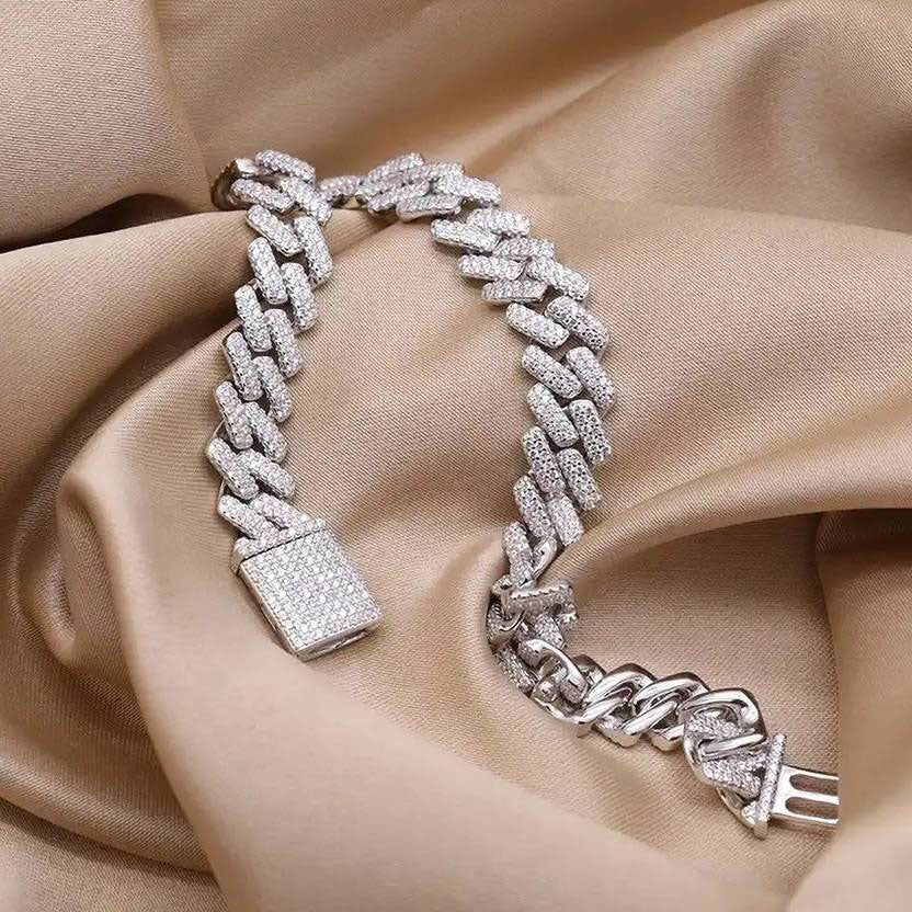 Silver cuban american diamonds bracelet