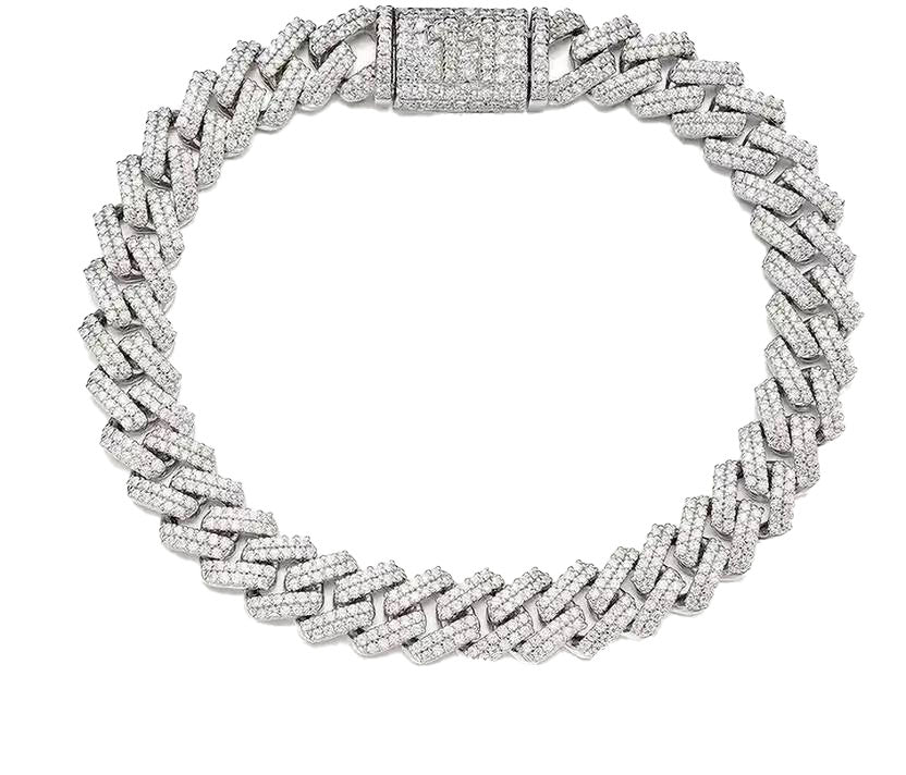 Silver cuban american diamonds bracelet