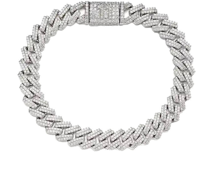 Silver cuban american diamonds bracelet