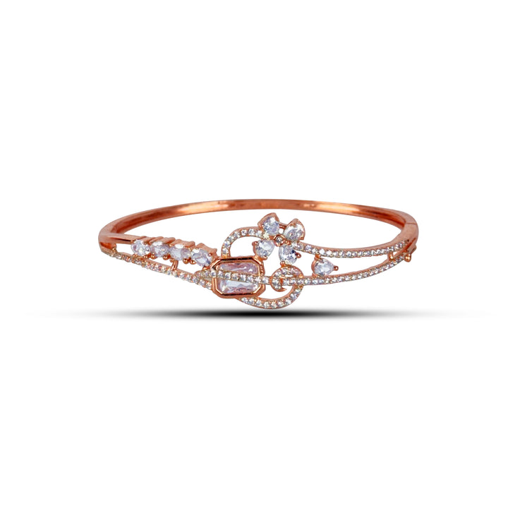 Rose gold paino stoned out kada with 18k gold plated