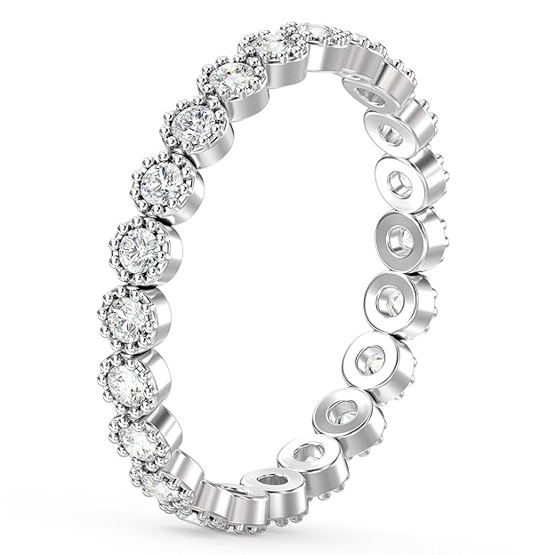 Silver iced out slim ring
