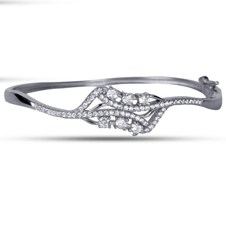 Silver six wavy stoned out kada