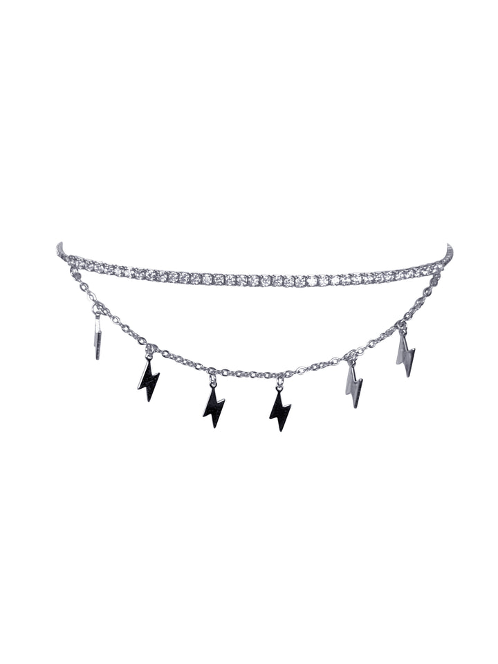 Silver two part flashing bracelet with american diamonds