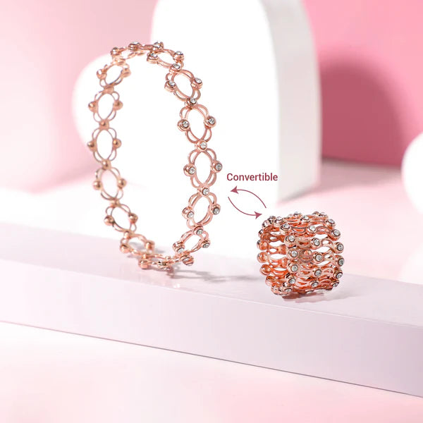 Rose gold 2-in-1 bracelet in ring