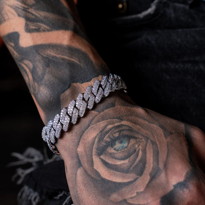Silver cuban american diamonds bracelet
