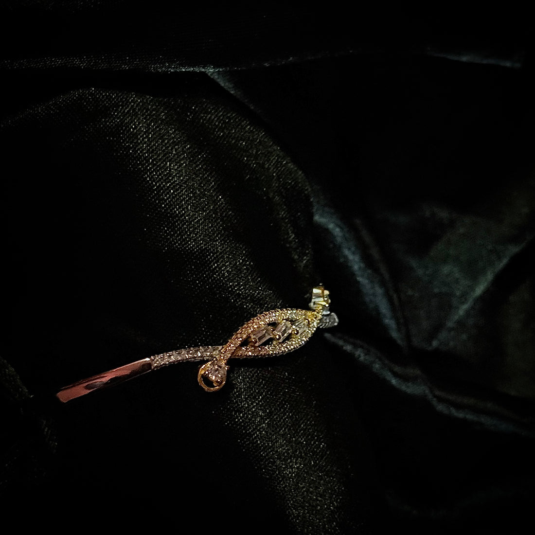 Gold and silver emerging rectangle stone kada with 18k gold plated