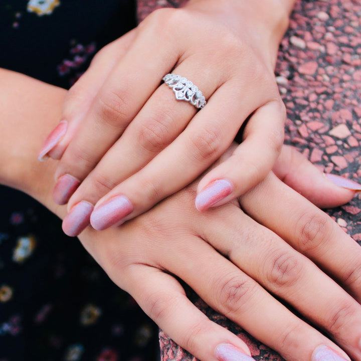 Silver crown ring