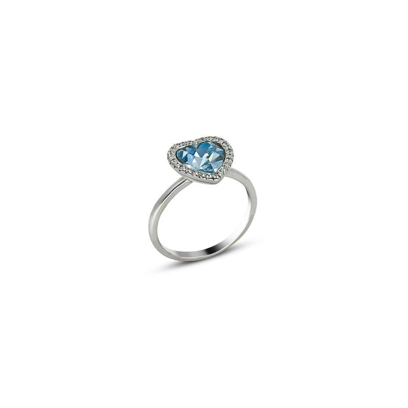 Blue heart stone with american diamonds ring