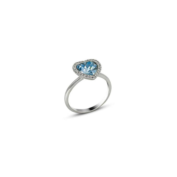 Blue heart stone with american diamonds ring