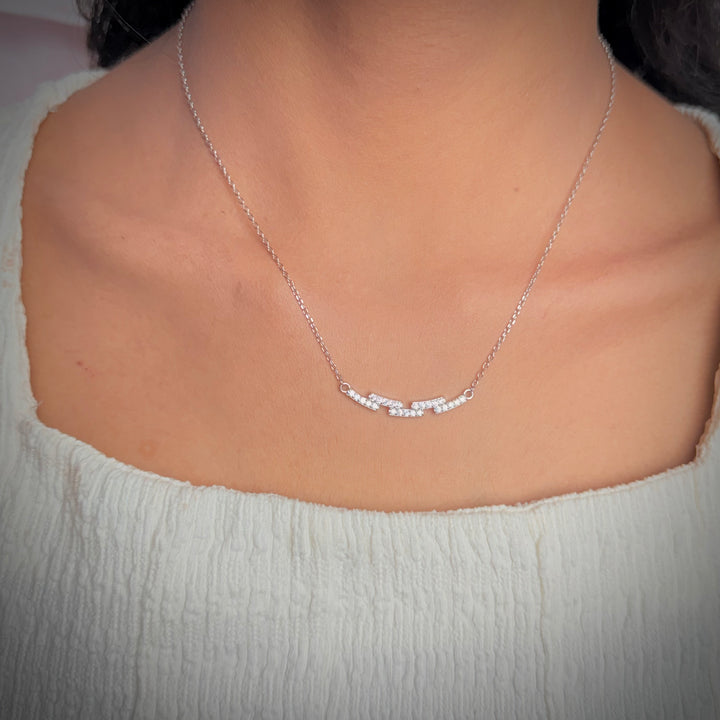 Silver 5 pieces stone pendant with chain