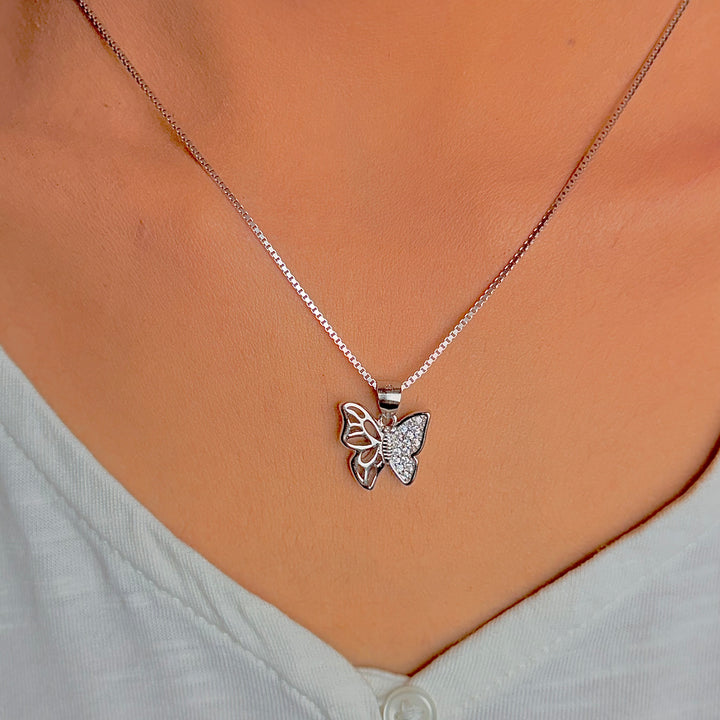 half iced out butterfly pendant without chain