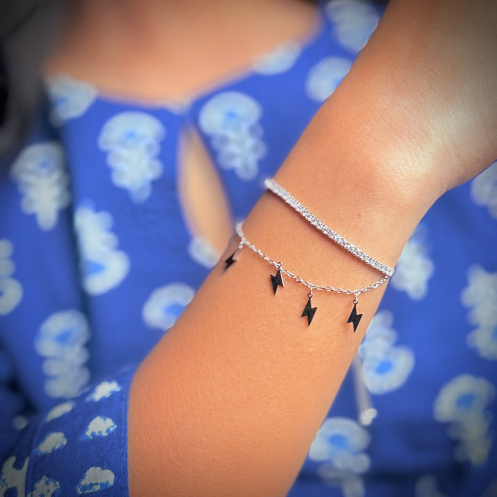 Silver two part flashing bracelet with american diamonds