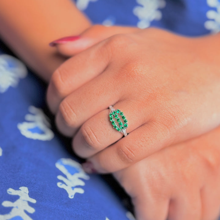 Green american diamond ring
