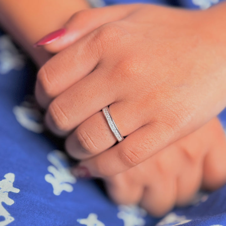 Silver iced out ring