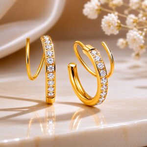 Antitarnish diamond spiral circular earring