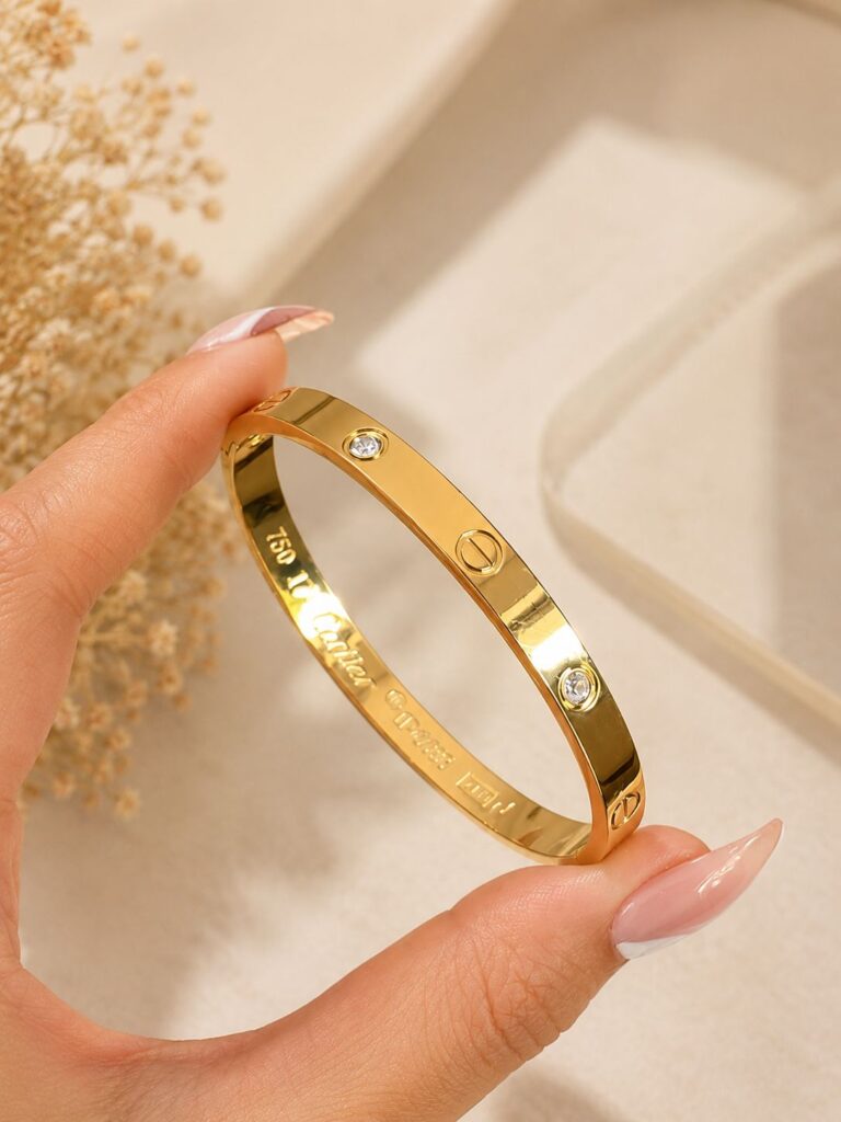 Antitarnish Crystal Love Gold Bracelet
