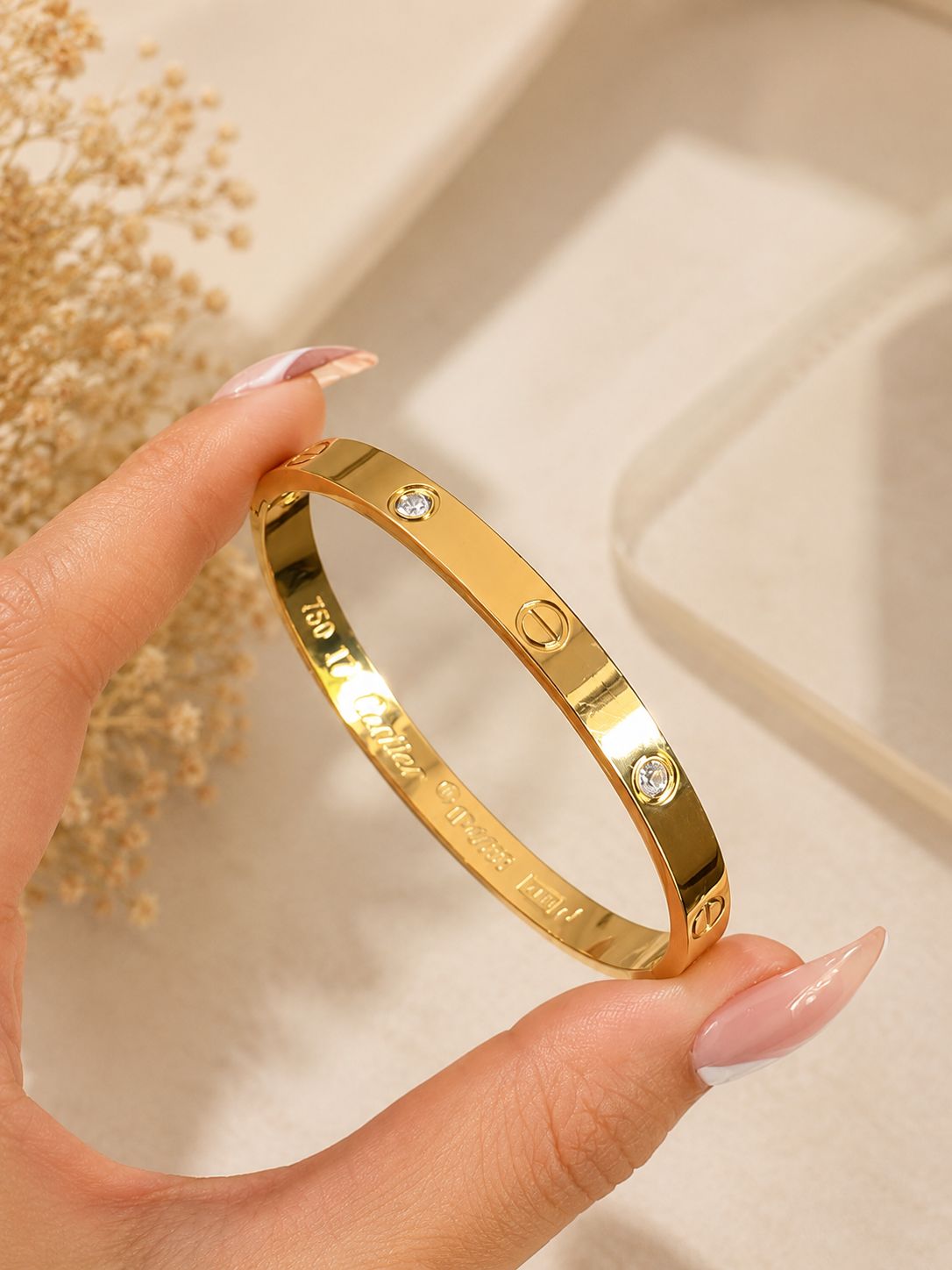Antitarnish Crystal Love Gold Bracelet