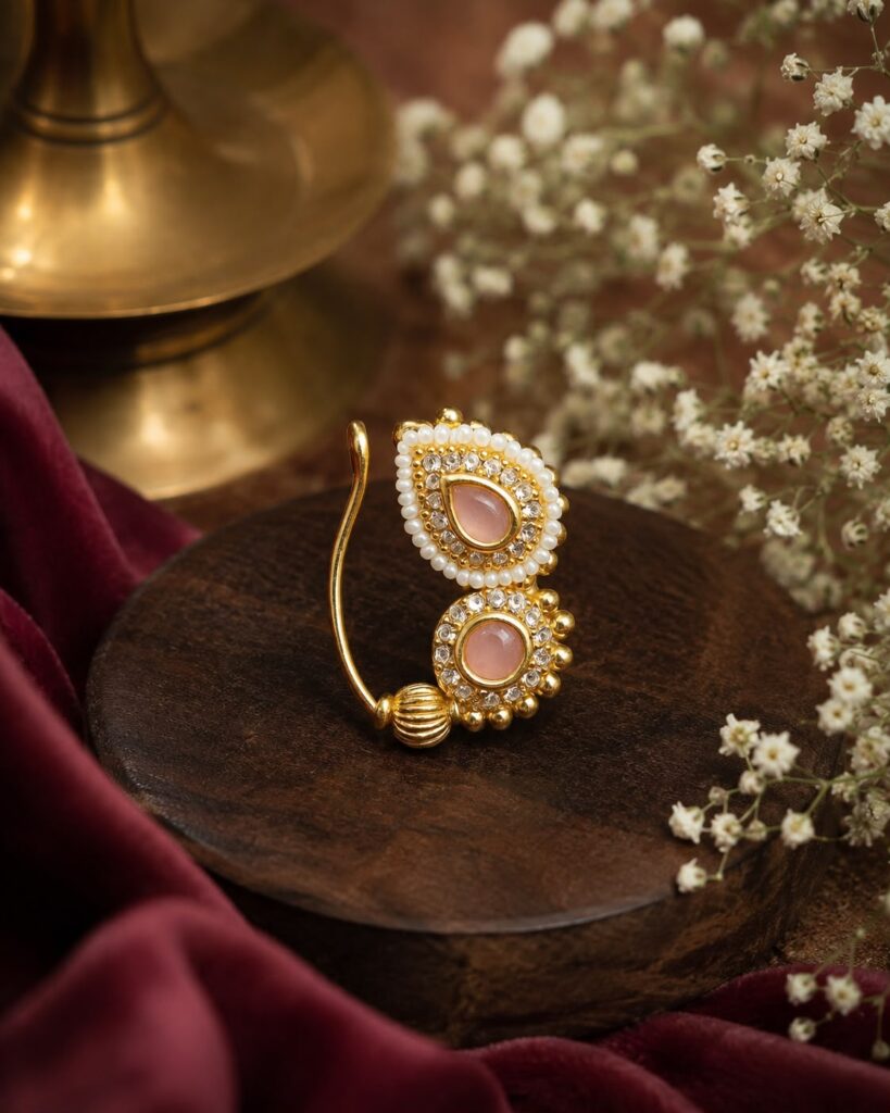 Minimal baby pink maharashtrian nath