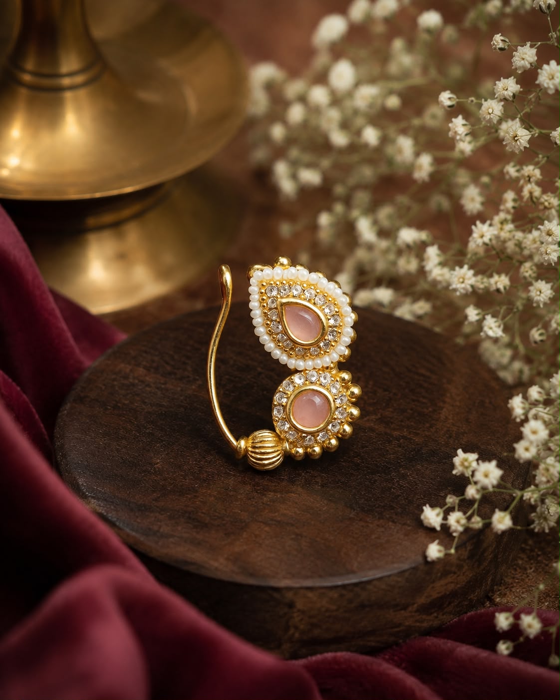 Minimal baby pink maharashtrian nath